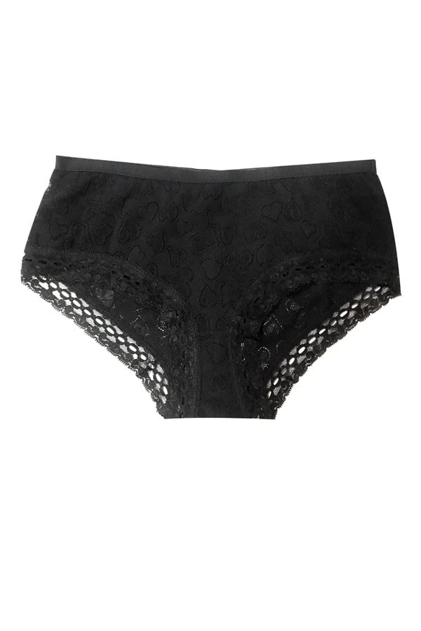 Şahinler Women's Lace-Trimmed Black Bikini Briefs Code B722