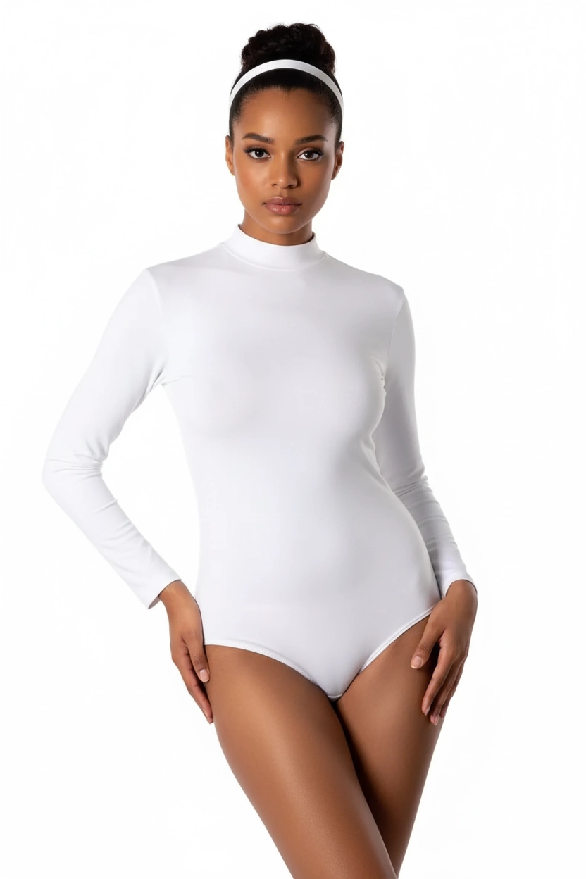 Sahinler body à manches longues et col roulé avec boutons-pression B856