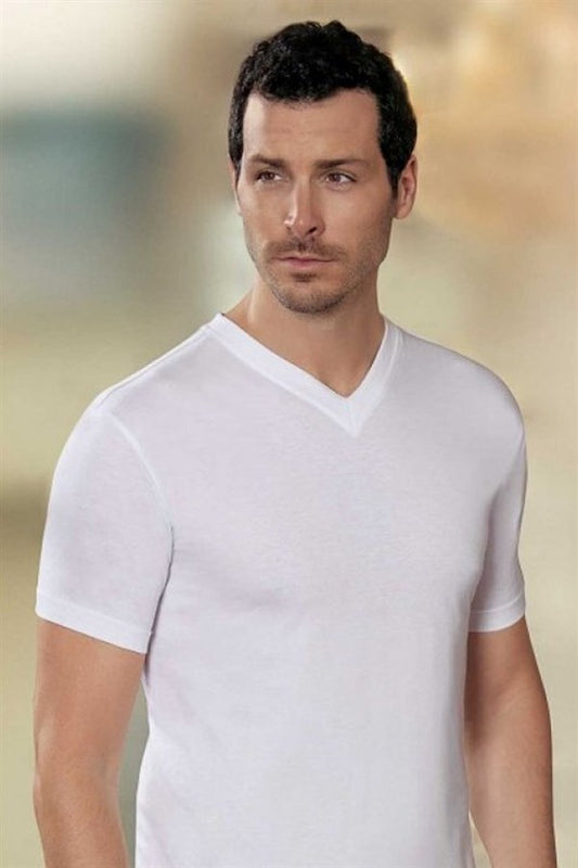 Şahinler V Neck Men's Combed Cotton E008