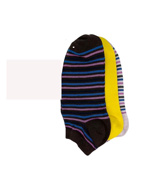 SRFN Women's Ankle Socks 3-Pack Striped Pattern