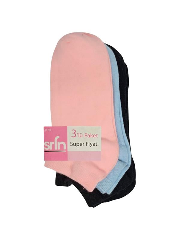 SRFN Women's Ankle Socks 3-Pack Solid Color