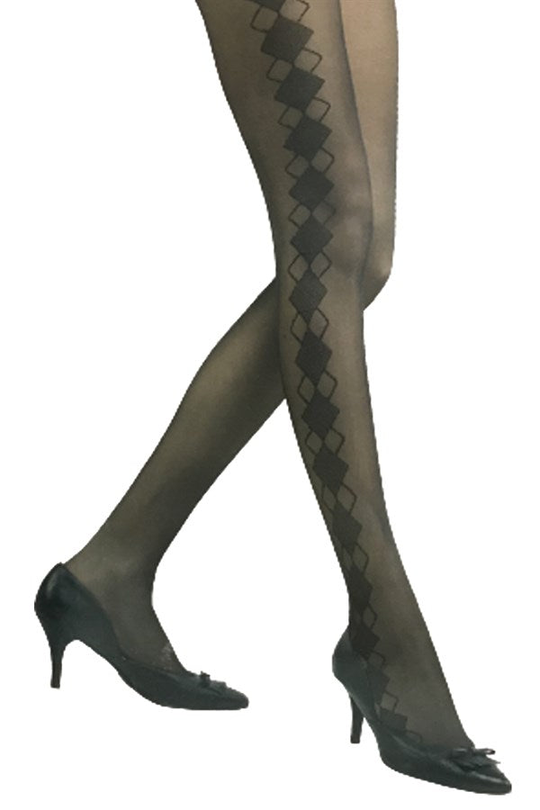 Vog Thin Patterned Tights Argil Black 2