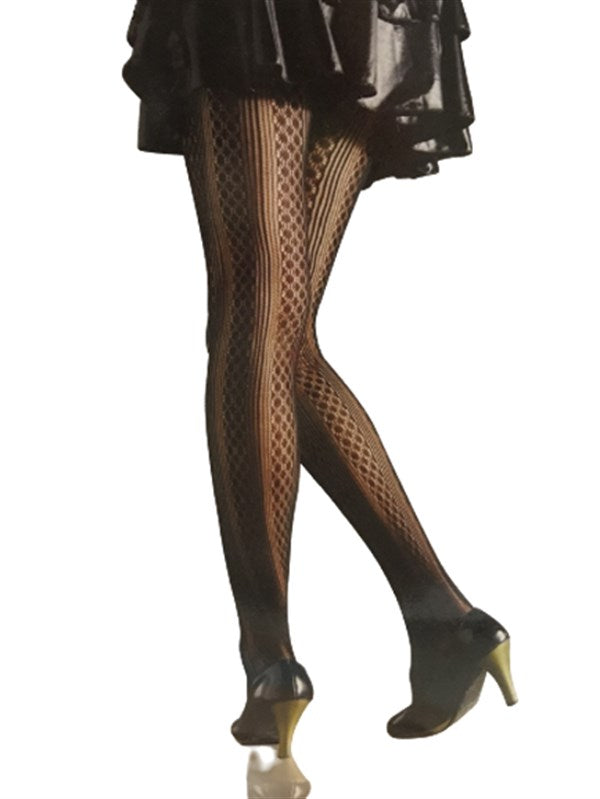 Vog Jacquard Patterned Tights 701 Black SM