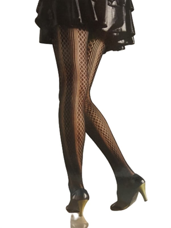Vog Jacquard Patterned Tights 701 Black SM
