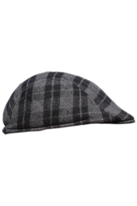 Earless Plaid Gray Cap Hat for Winter and Autumn