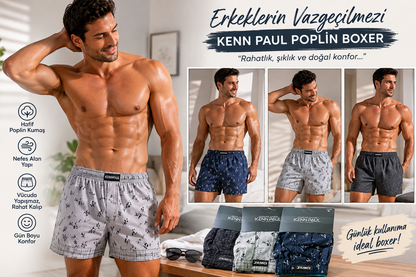 Kenpaul Poplin Erkek Boxer Battal Beden 3XL