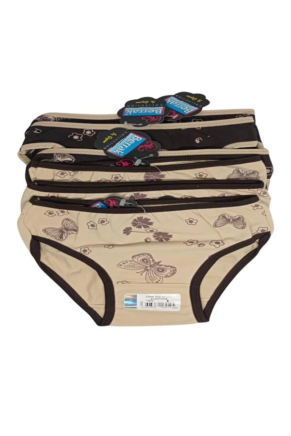 2566 Clear Girl Brown Printed Bikini Set of 6, 1-2 Years