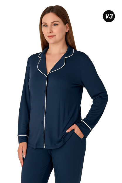 Limissi Önden Düğmeli Kadın Pijaması acivert Renk 26611