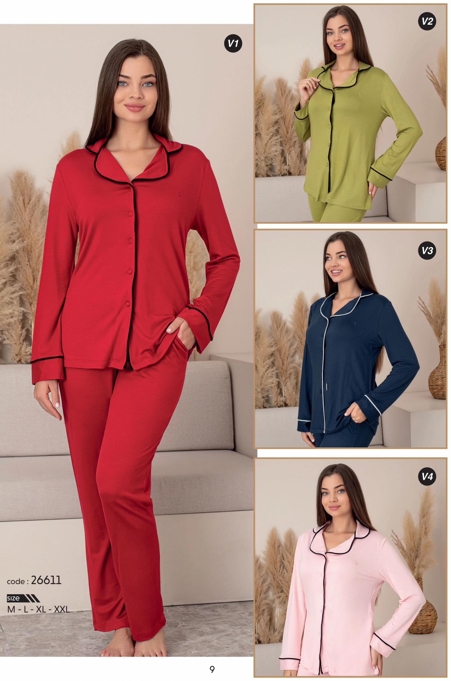 Limissi Önden Düğmeli Kadın Pijaması acivert Renk 26611