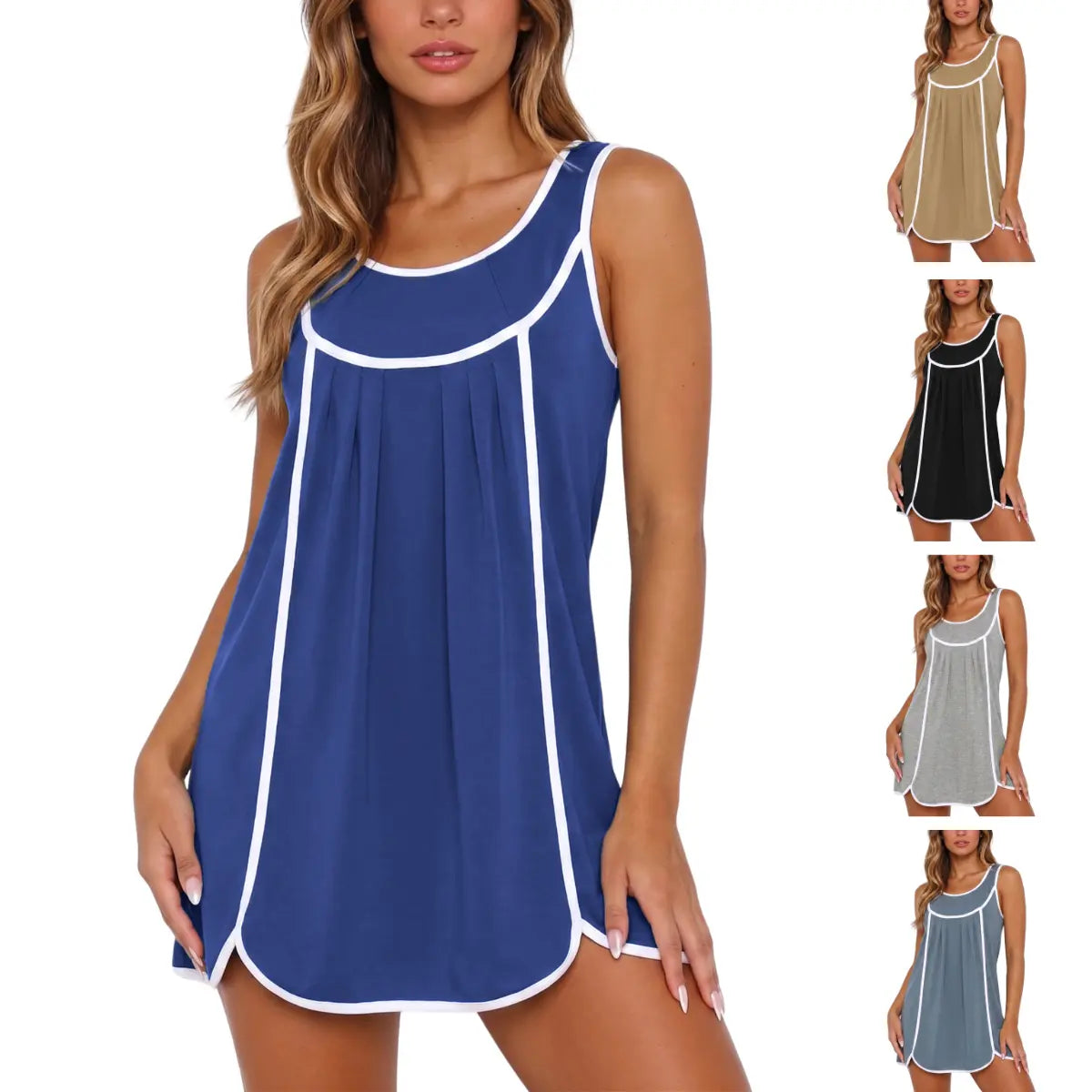 UANEO Womens Summer Athletic Sleeveless Mini Dress Casual Oversized Workout Tennis Dress Sundress