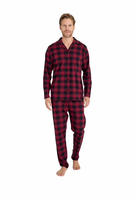 KLY Erkek Ekose Düğmeli Pijama  Takımı 9209
