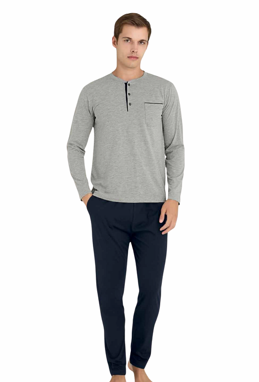 KLY Midi Neck Men's Long-Sleeve Winter Pajamas 9250