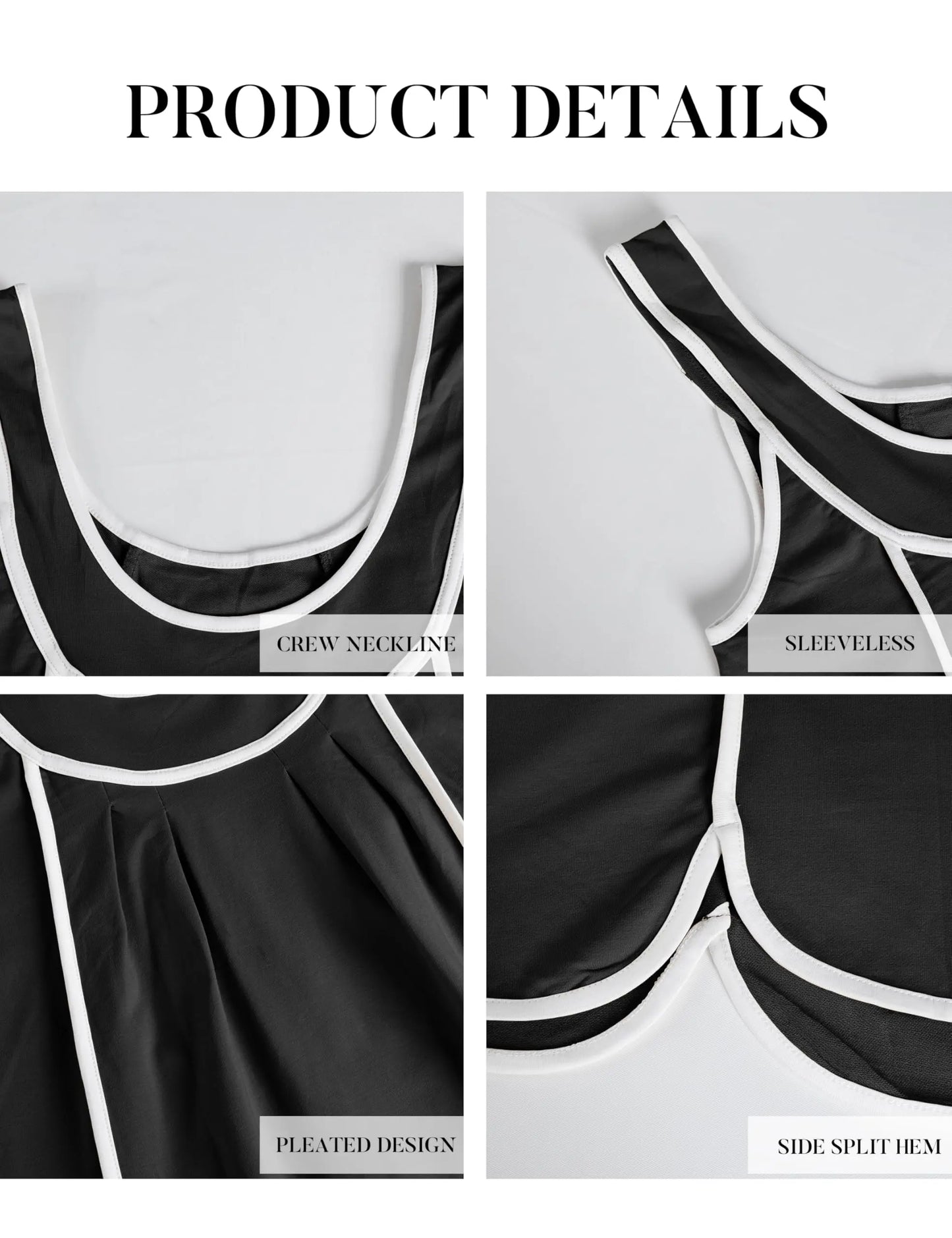 UANEO Womens Summer Athletic Sleeveless Mini Dress Casual Oversized Workout Tennis Dress Sundress