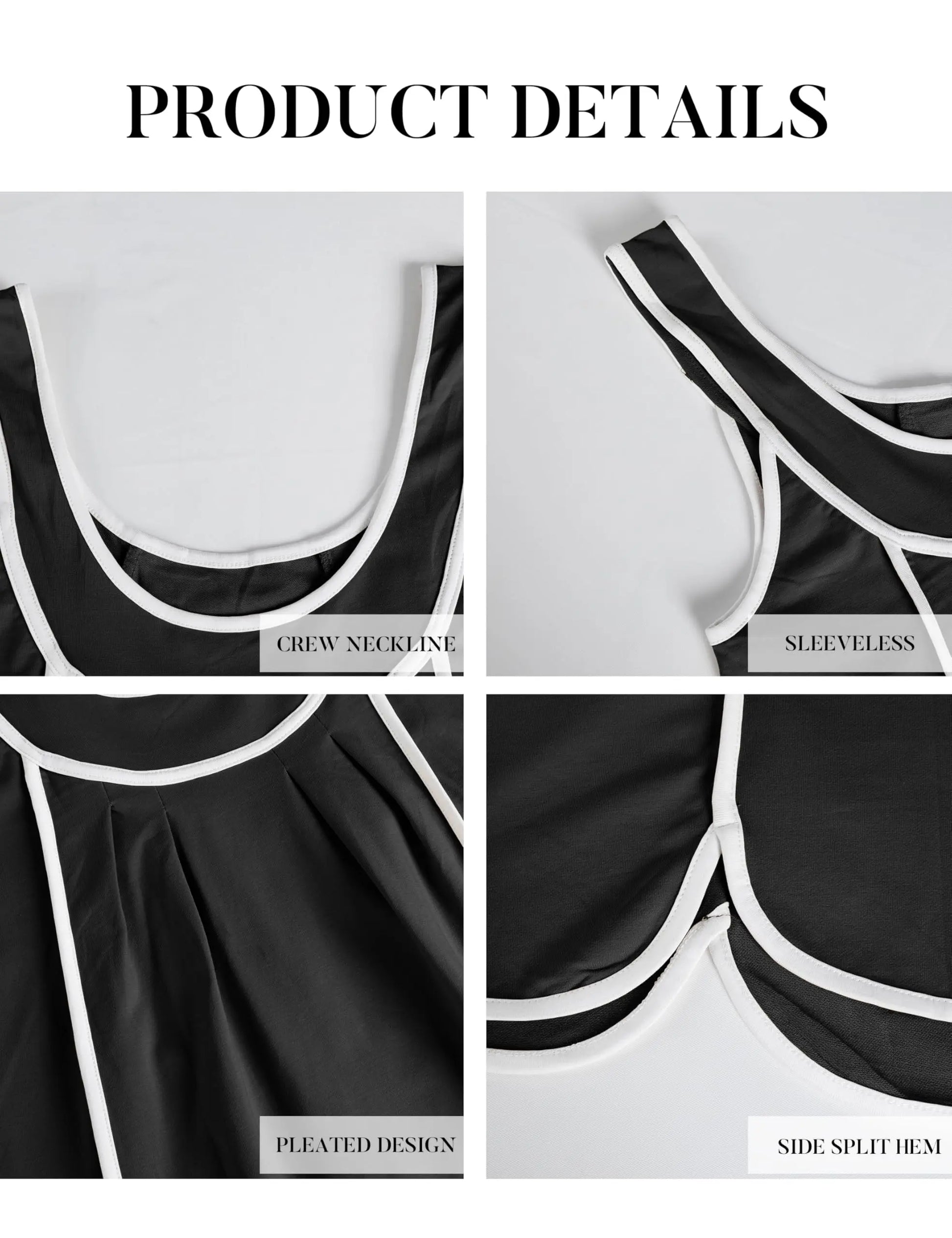 UANEO Womens Summer Athletic Sleeveless Mini Dress Casual Oversized Workout Tennis Dress Sundress