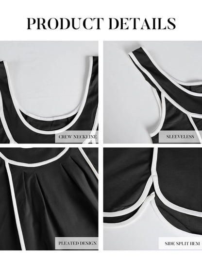 UANEO Womens Summer Athletic Sleeveless Mini Dress Casual Oversized Workout Tennis Dress Sundress