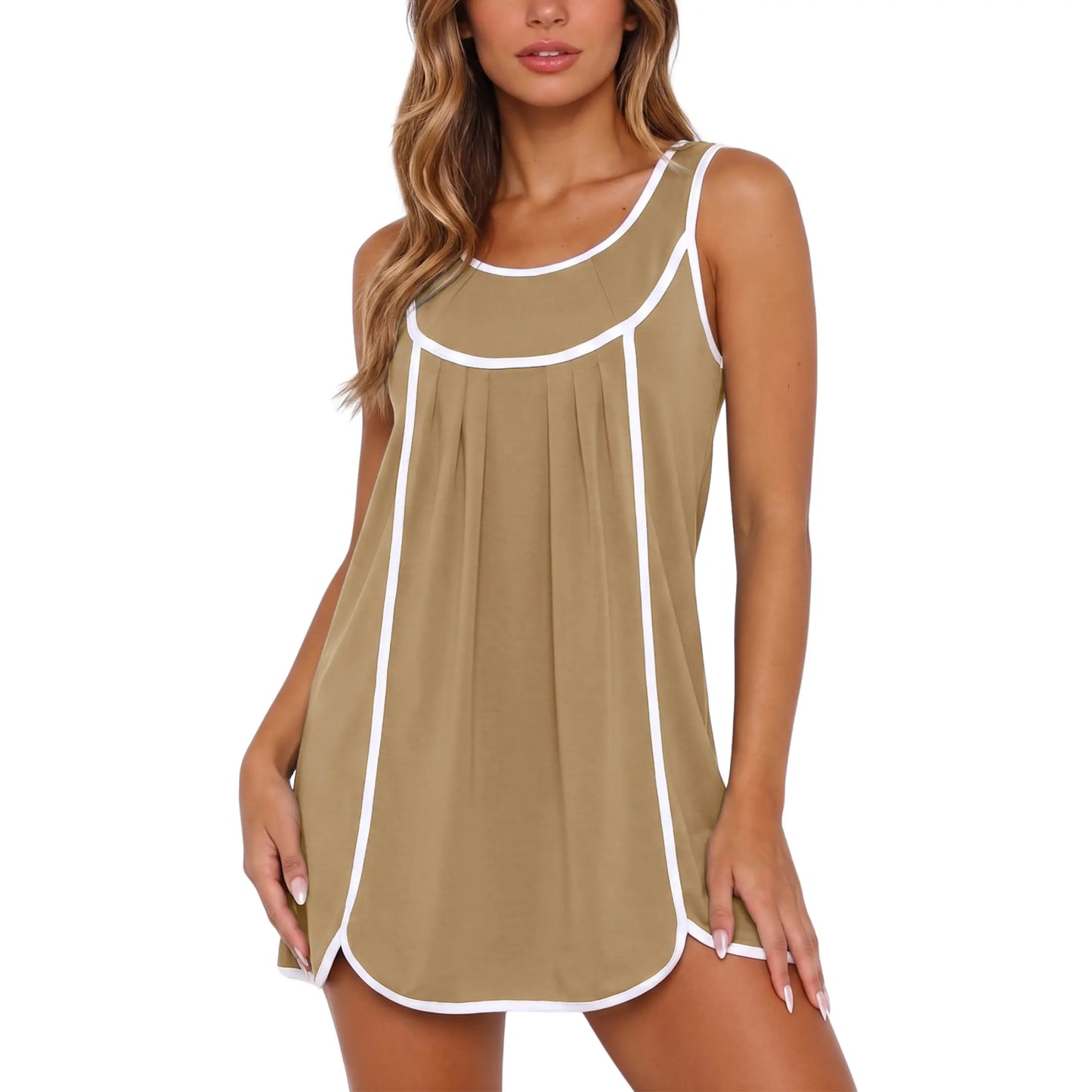 UANEO Womens Summer Athletic Sleeveless Mini Dress Casual Oversized Workout Tennis Dress Sundress
