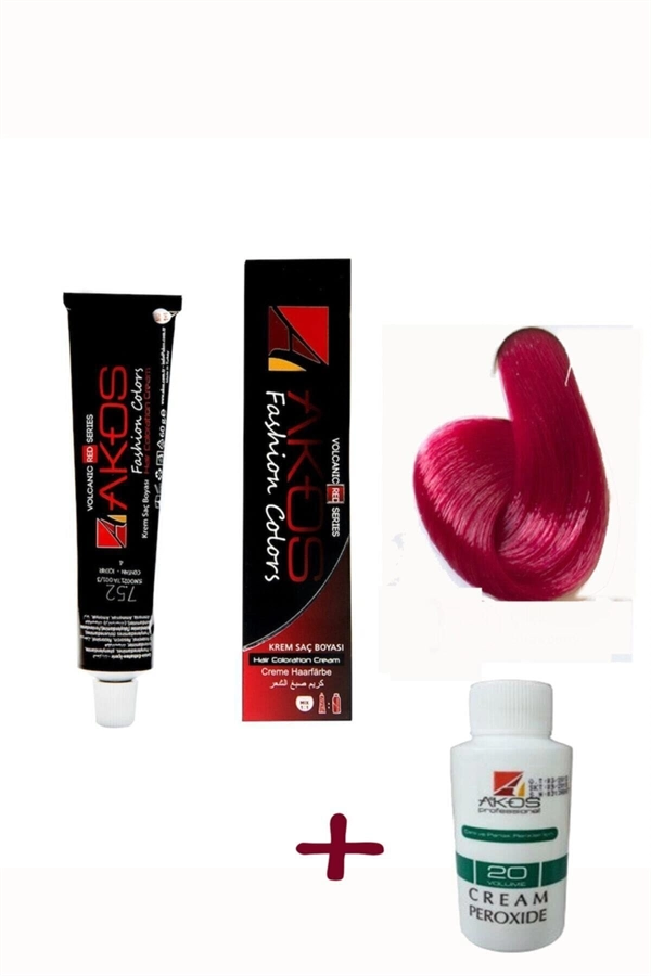 Coloration capillaire Akos Rouge Fraise 7,52 € (3 flacons + 3 oxydants)