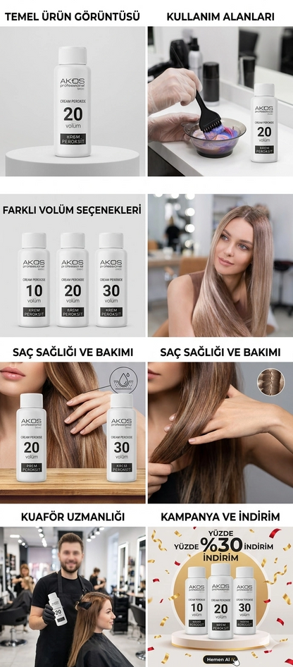 Akos Krem Peroksit 30 Volüm %9 60ML-10 Adet