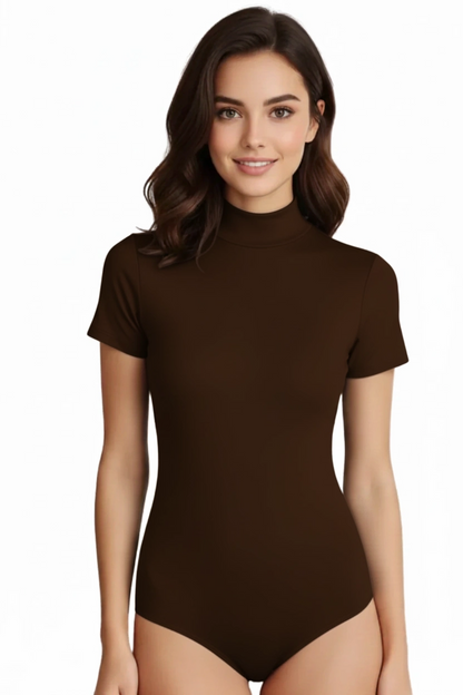 Berrak 2054 Lycra Turtleneck Short Sleeve Snap Button Bodysuit