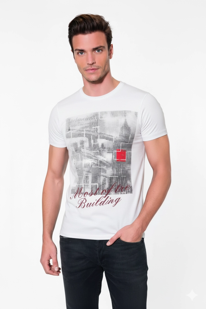 T-shirt imprimé pont transparent pour homme 1047