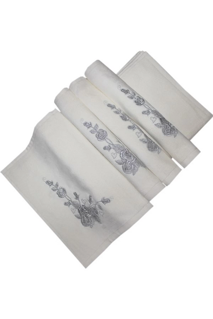 Serviette de toilette en velours blanc brodée de paillettes Bulteks 30x50 cm, motif 5