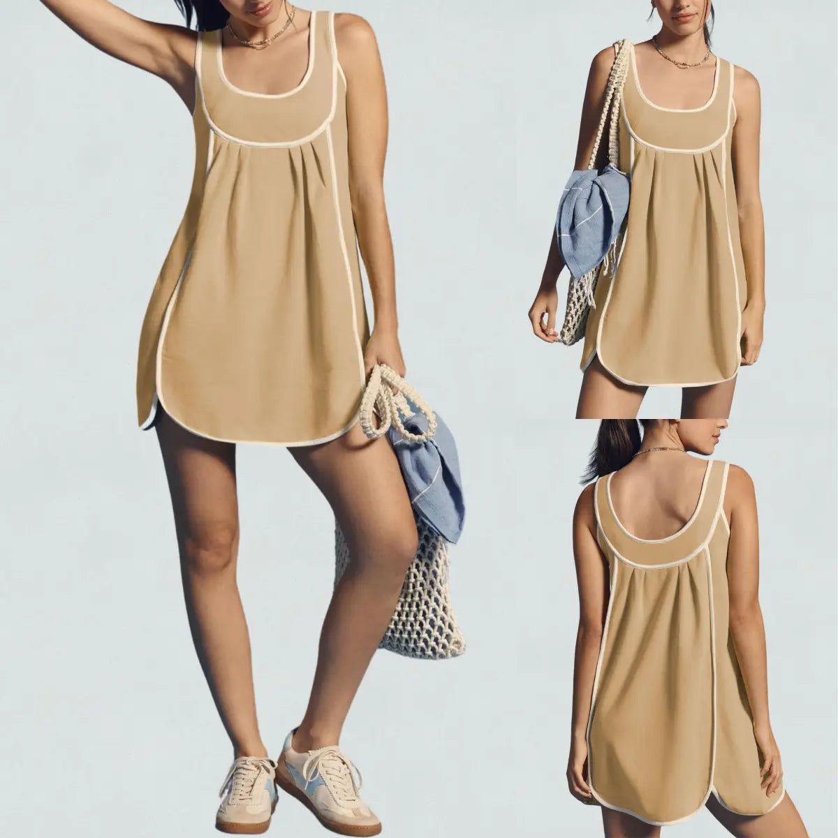 UANEO Womens Summer Athletic Sleeveless Mini Dress Casual Oversized Workout Tennis Dress Sundress