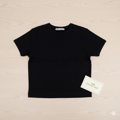 Crop Kısakollu Body Siyah Renk