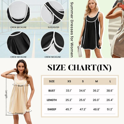 UANEO Womens Summer Athletic Sleeveless Mini Dress Casual Oversized Workout Tennis Dress Sundress