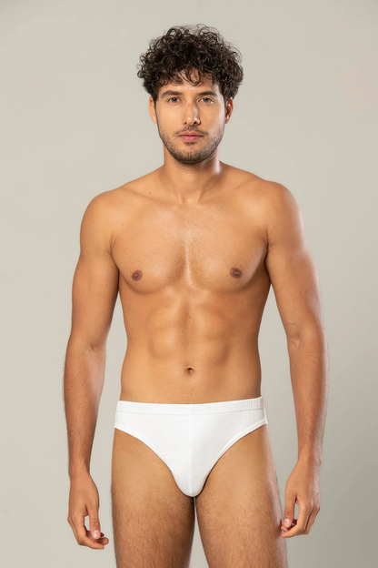 Erdem Gold men's white slip underwear front view on clean background