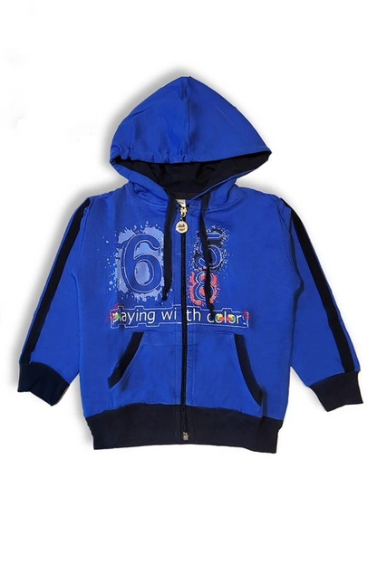Boys' Navy Blue Hooded Zip-Up Tracksuit