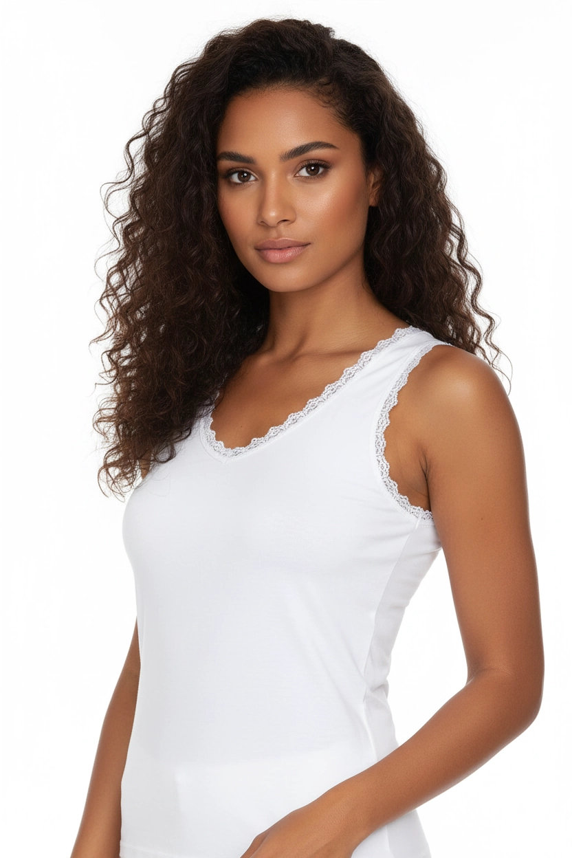 Wide Strap Lace Rib Undershirt B610