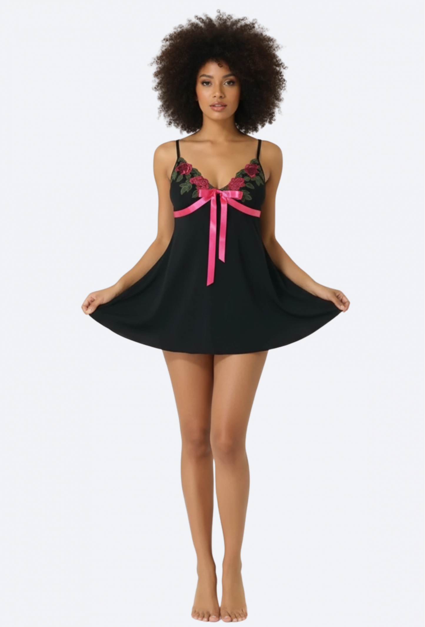 Rose Lace Modal Nightgown Set 2602