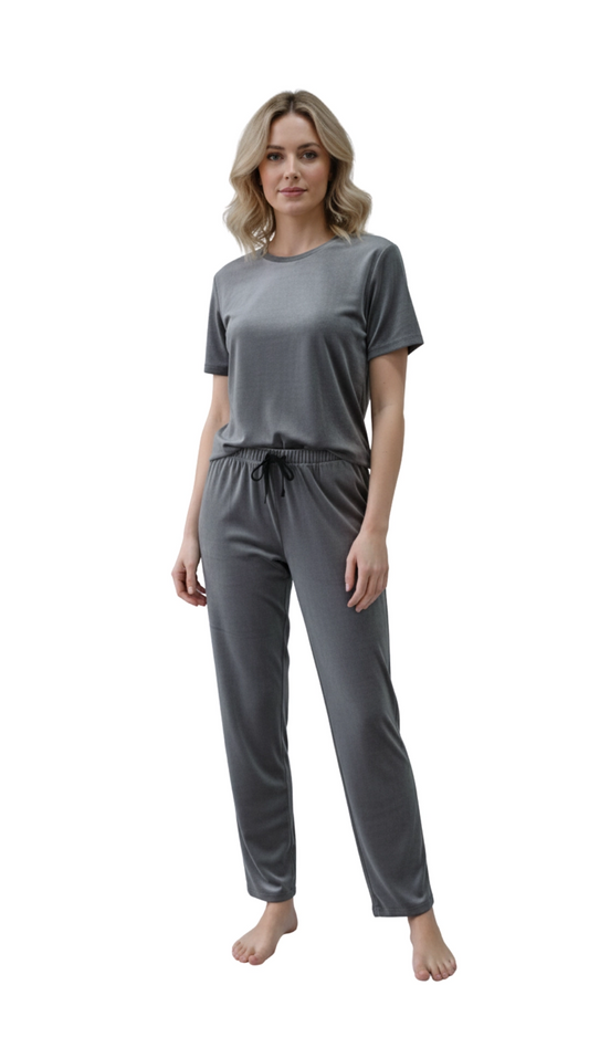 kadife bayan tek alt 9302 Fransız Kadife Açık Gri