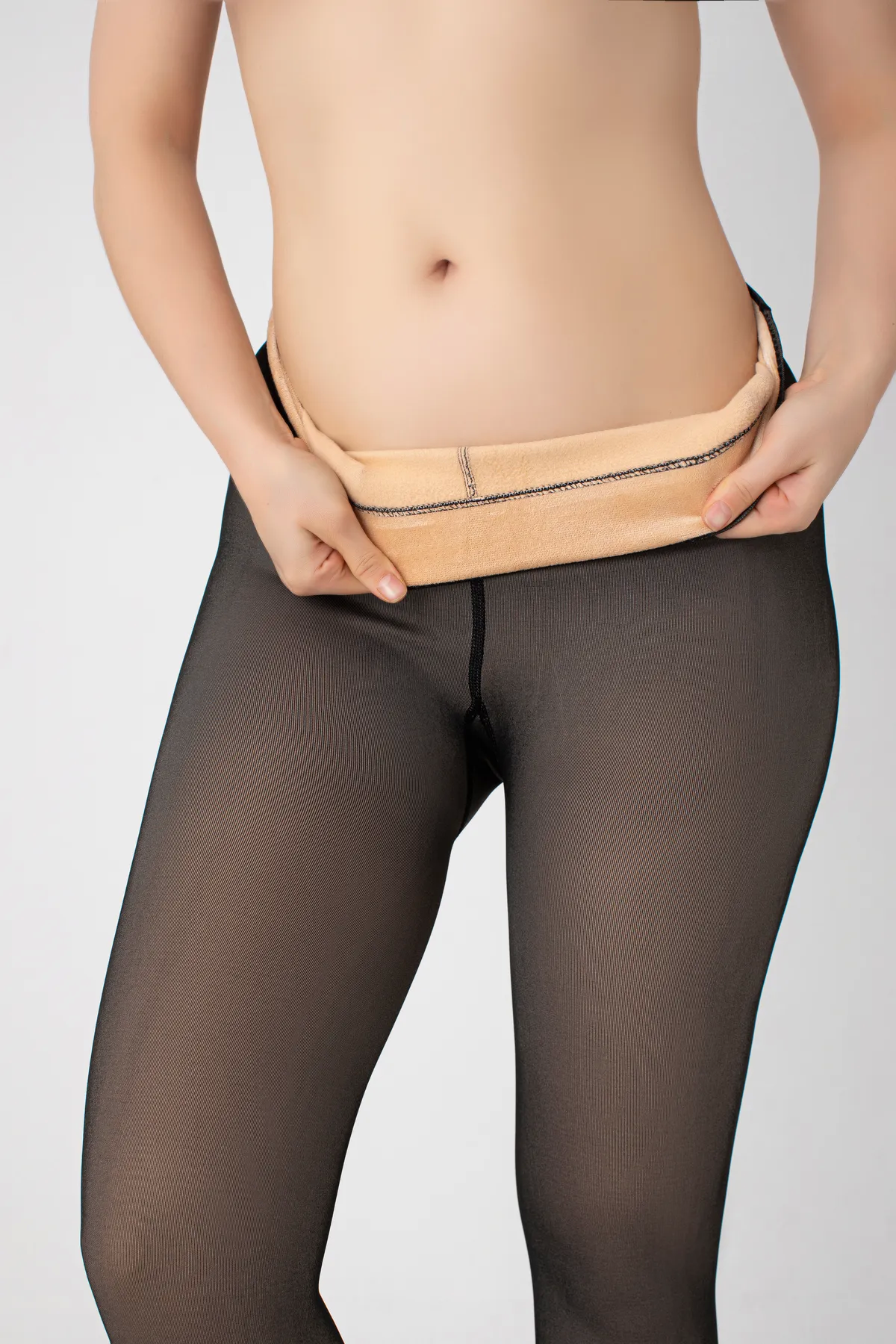 Kadın Peluş Tayt Yüksek Bel Kışlık Termal Kadın Külotlu Çorap Ten Rengi Görünümlü