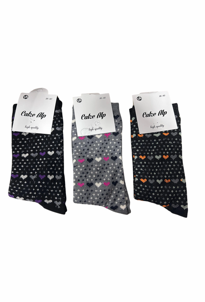 Chaussettes courtes pour femmes en lycra à motif cœur de paix (Quantité)