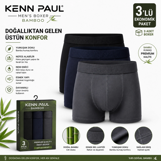 Kenn Paul Bambu Erkek BOXER  3 ADET