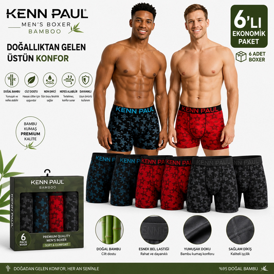 Kenn Paul Desenli Erkek Boxer 6 ADET