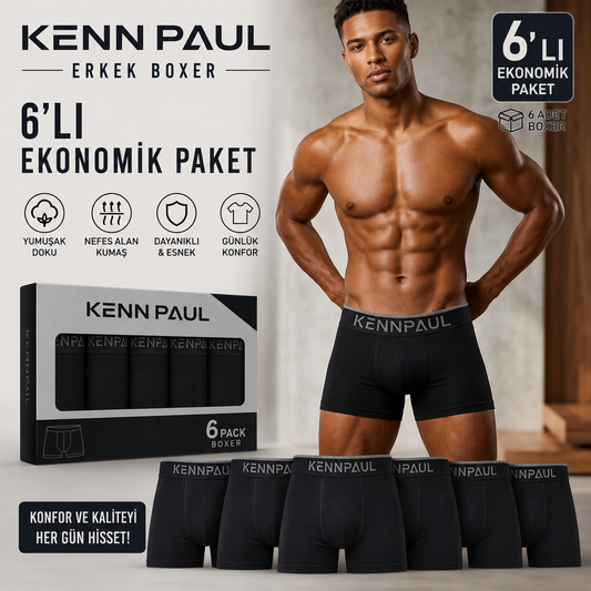 Kennpaul Likralı Erkek Boxer 6 ADET