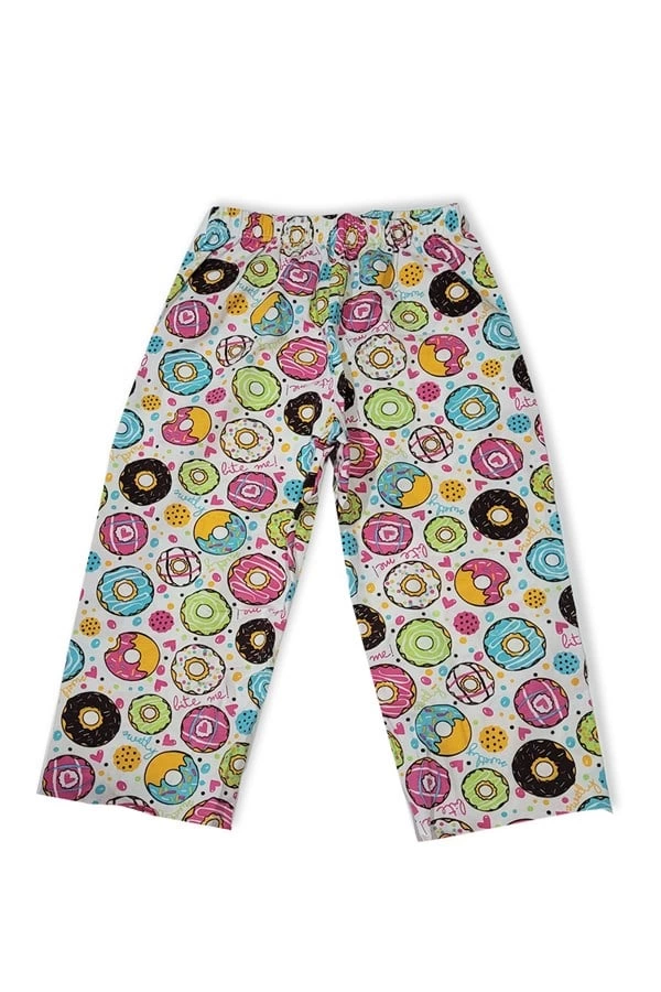 Kız Çocuk Donut Desenli Renkli Pijama Takımı