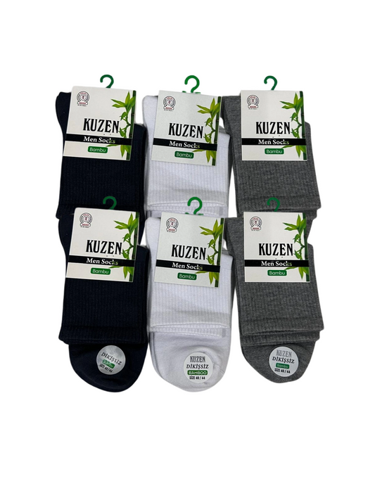 Cousin Seamless Half-Cuff Bamboo Men's Socks 12 Pack