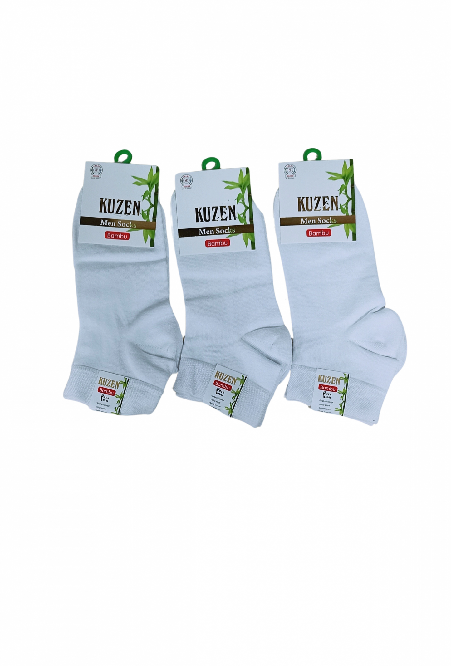 Cousin Seamless Half-Cuff White Bamboo Men's Socks, 6 Pack