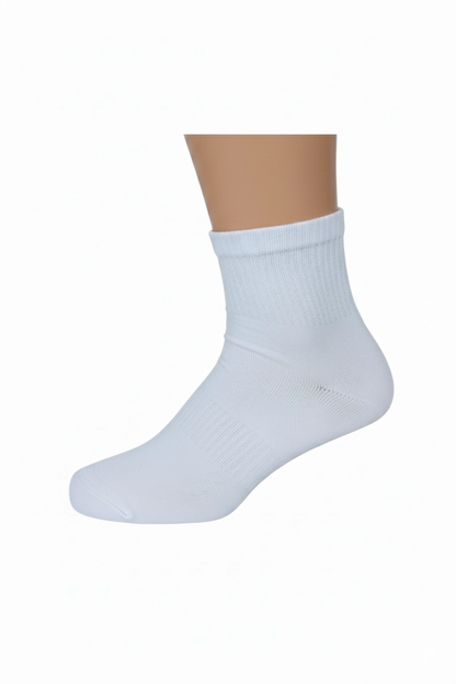 Cousin Seamless Half-Cuff White Bamboo Men's Socks, 6 Pack