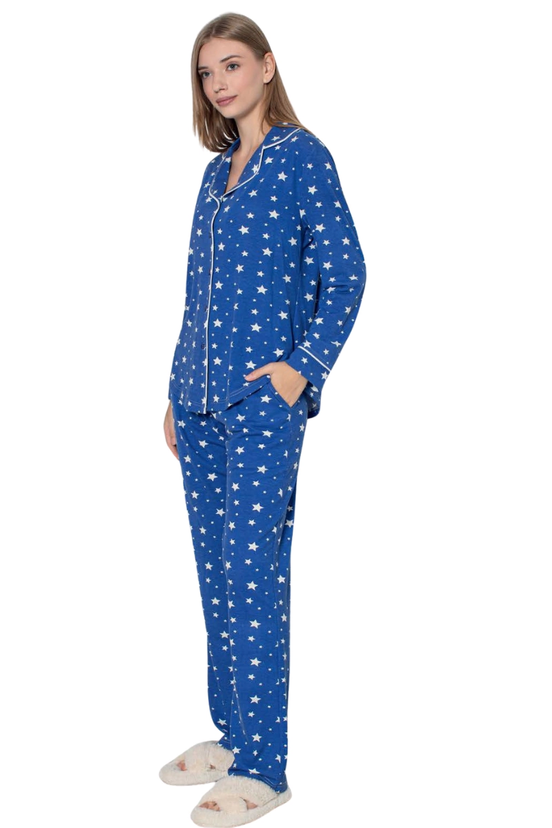 LİMİSSİ DESENLİ PAMUK VİSKON PİJAMA TAKIMI