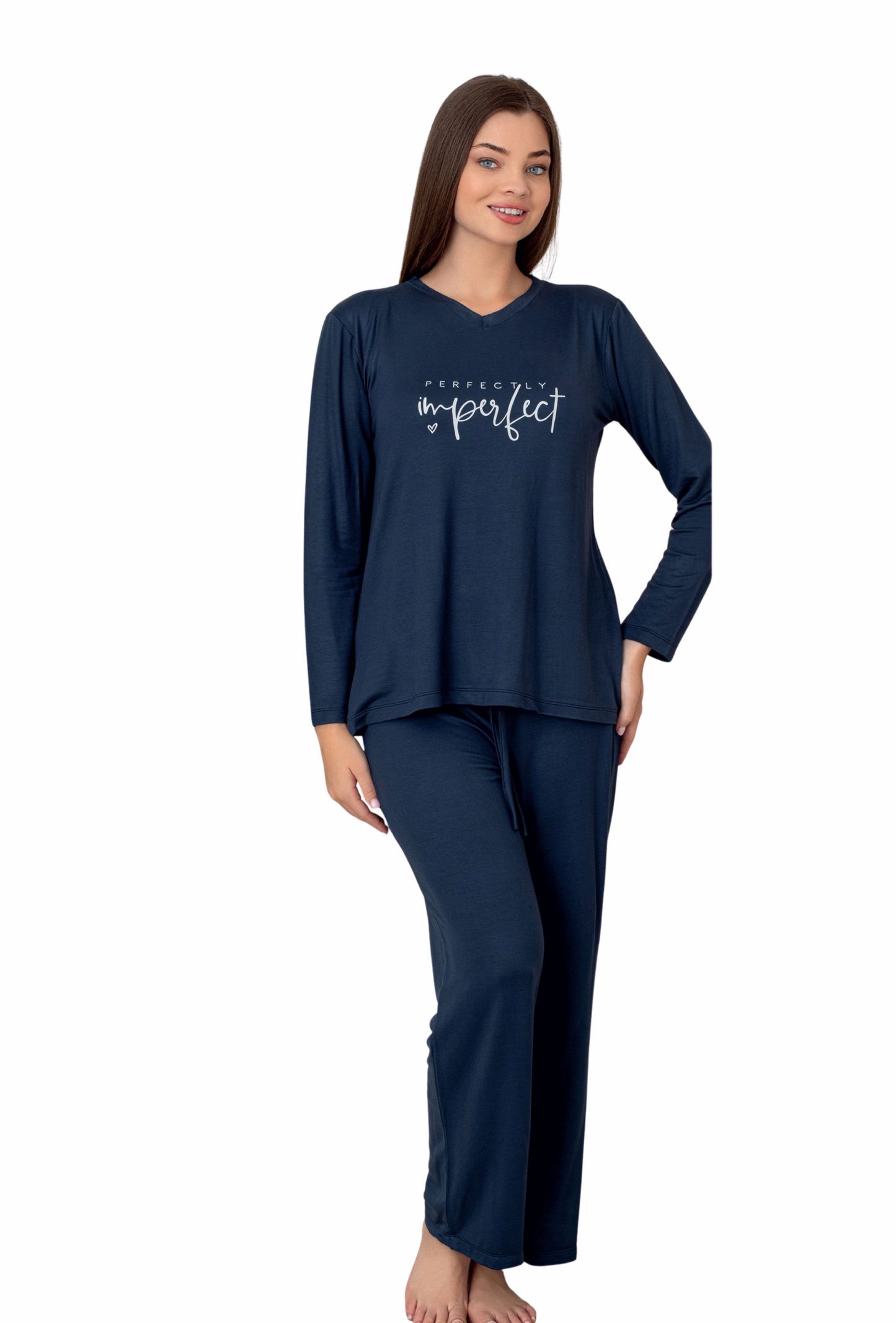 Limissi Lacivert Uzun Kollu kadın Pjamaı 26613