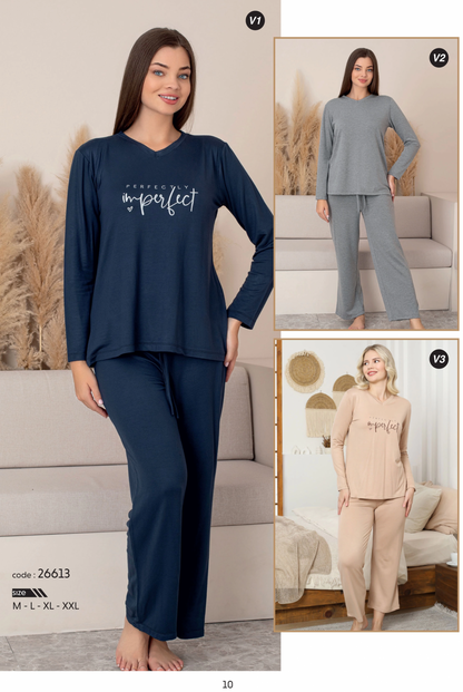 Limissi Lacivert Uzun Kollu kadın Pjamaı 26613