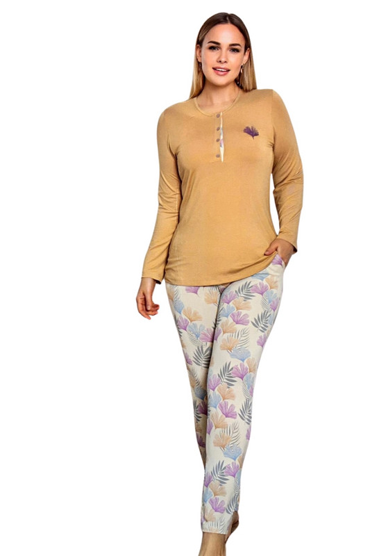 LİMİSSİ VİSKON ALT DESENLİ PİJAMA TAKIMI