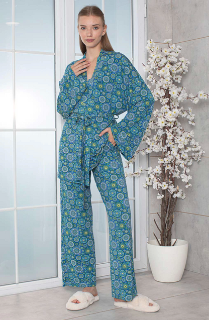 LİMİSSİ VİSKON DESENLİ PİJAMA YAKIMI