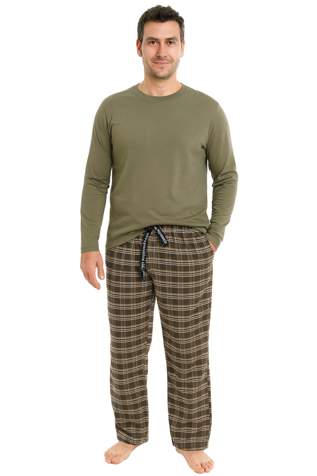 Pijalüx Erkek Kareli Poplin Cepli Alt Pijama