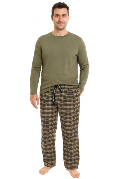 Pijalüx Erkek Kareli Poplin Cepli Alt Pijama