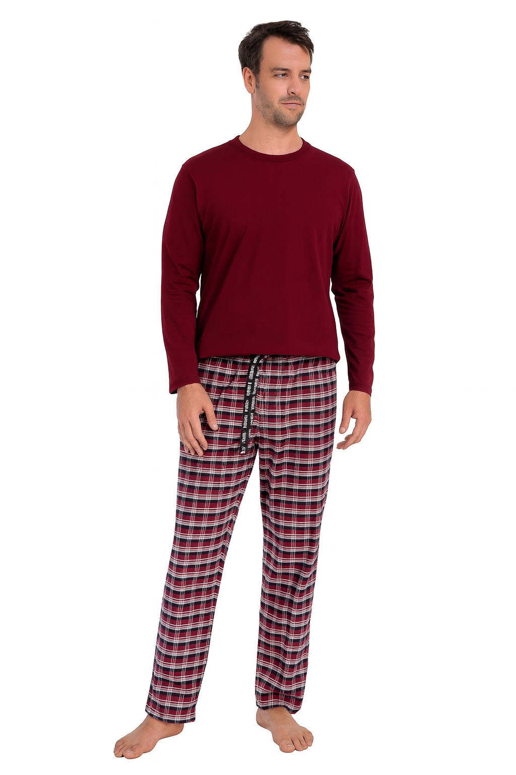 Pijalüx Erkek Kareli Poplin Cepli Alt Pijama